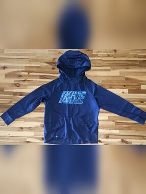 Nike Kids' Navy Blue Hooded Sweatshirt with Graphic Logo